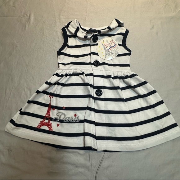 Striped Paris Kids Dress - Picture 1 of 3